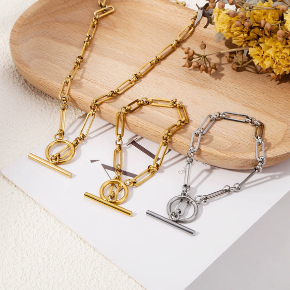 Pendant Necklace Stainless Steel Ochain Electroplating Small Steel Ball Buckle Design