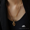 Pendant Necklace 316L Stainless Steel Oval Tiger Eye Stone Light Luxury Maillard Style Electroplating Geometry