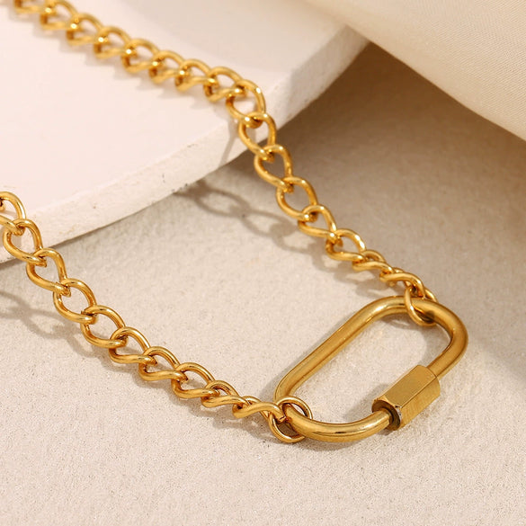 Pendant Necklace Stainless Steel Plated 18K Gold Geometric Rectangular Simple Style