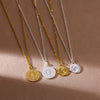 Pendant Necklace Stainless Steel Retro Portrait Three Dimensional Relief Coin Electroplated Unisex