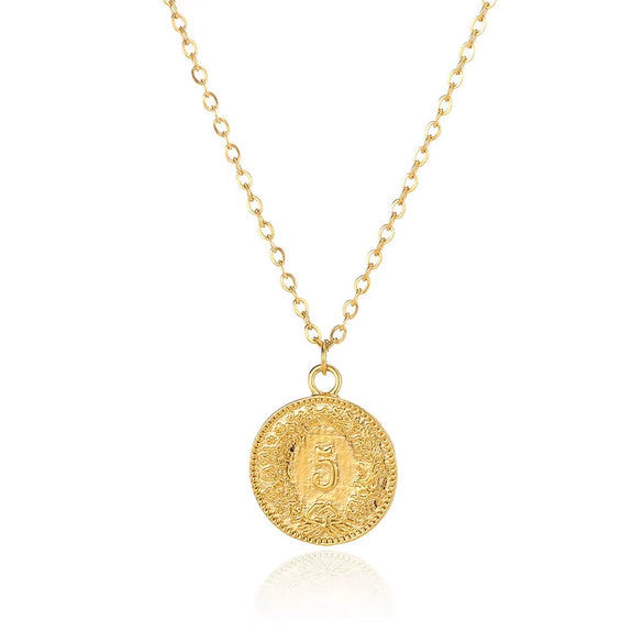 Pendant Necklace Stainless Steel Retro Portrait Three Dimensional Relief Coin Electroplated Unisex
