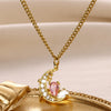 Pendant Necklace Stainless Steel Star Moon Electroplating Cross Chain Unisex