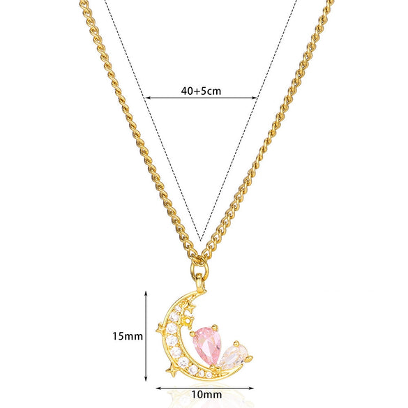 Pendant Necklace Stainless Steel Star Moon Electroplating Cross Chain Unisex