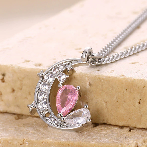 Pendant Necklace Stainless Steel Star Moon Electroplating Cross Chain Unisex