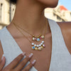 Pendant Necklace Stainless Steel Sunflower Highgloss Pearl Print Electroplated Women's Minimalist