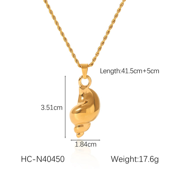 Pendant Necklace Stainless Steel Titanium Steel Conch Marine Scenery Animal Zodiac Geometric Electroplating Twist Chain