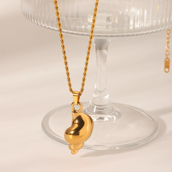 Pendant Necklace Stainless Steel Titanium Steel Conch Marine Scenery Animal Zodiac Geometric Electroplating Twist Chain
