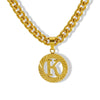 Pendant Necklace Stainless Steel Titanium Steel Cuban Chain Electroplating Round Letters Numbers Text Pattern Unisex