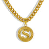 Pendant Necklace Stainless Steel Titanium Steel Cuban Chain Electroplating Round Letters Numbers Text Pattern Unisex