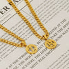 Pendant Necklace Stainless Steel Titanium Steel Cuban Chain Electroplating Round Letters Numbers Text Pattern Unisex