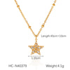 Pendant Necklace Stainless Steel Titanium Steel Diamondencrusted Water Drops Moon Fivepointed Star Fourleaf Clover Geometric Style O Word Chain For Women
