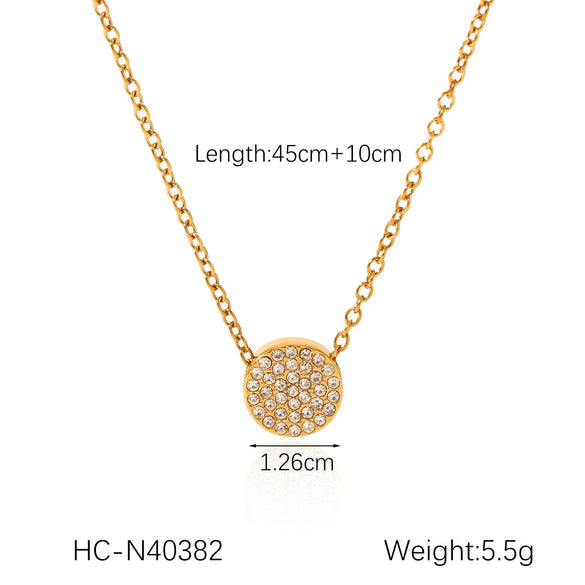 Pendant Necklace Stainless Steel Titanium Steel Diamondencrusted Water Drops Moon Fivepointed Star Fourleaf Clover Geometric Style O Word Chain For Women