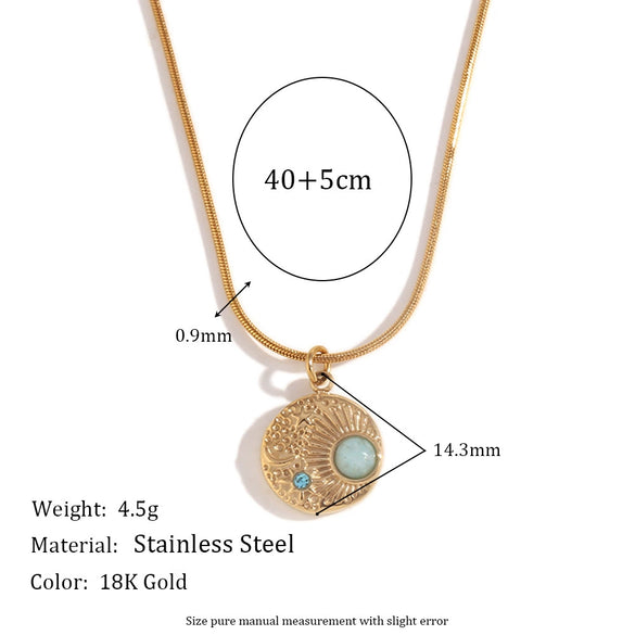 Pendant Necklace Stainless Steel Titanium Steel Geometric Electroplating Star Compasses Point Retro
