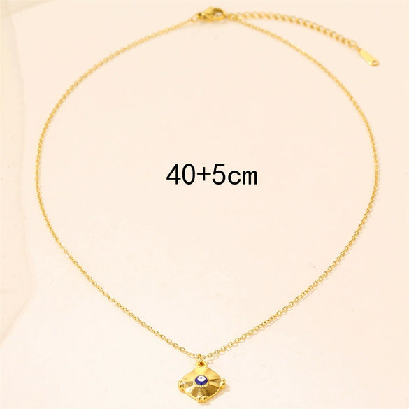 Pendant Necklace Stainless Steel Titanium Steel Geometric Eye Dripping Oil Style For Women