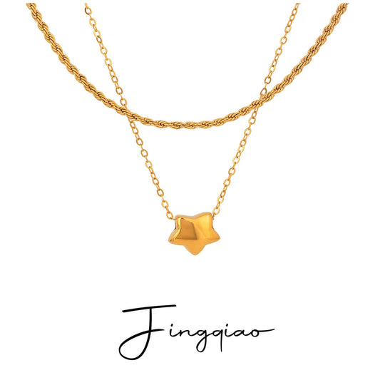 Pendant Necklace Stainless Steel Titanium Steel Geometric Fivepointed Star Electroplating