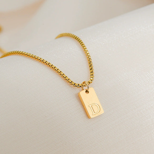 Pendant Necklace Stainless Steel Titanium Steel Geometric Letters Numbers Text Electroplated Minimalist Style