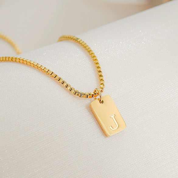 Pendant Necklace Stainless Steel Titanium Steel Geometric Letters Numbers Text Electroplated Minimalist Style