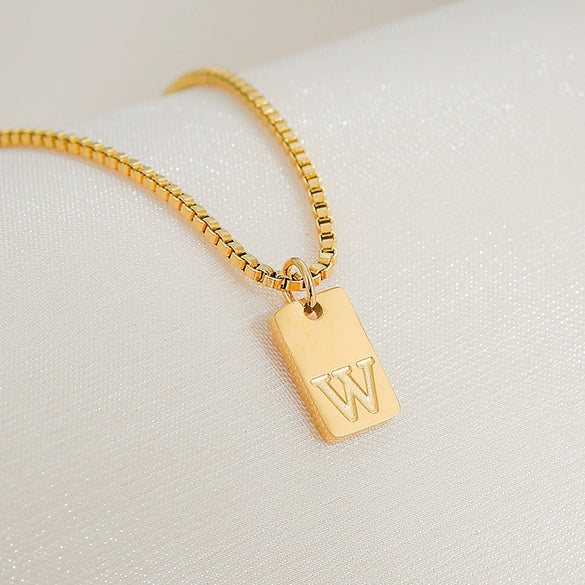 Pendant Necklace Stainless Steel Titanium Steel Geometric Letters Numbers Text Electroplated Minimalist Style