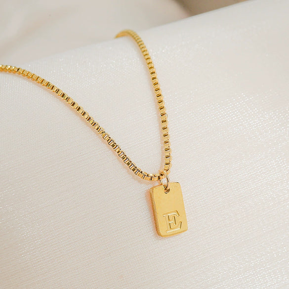 Pendant Necklace Stainless Steel Titanium Steel Geometric Letters Numbers Text Electroplated Minimalist Style