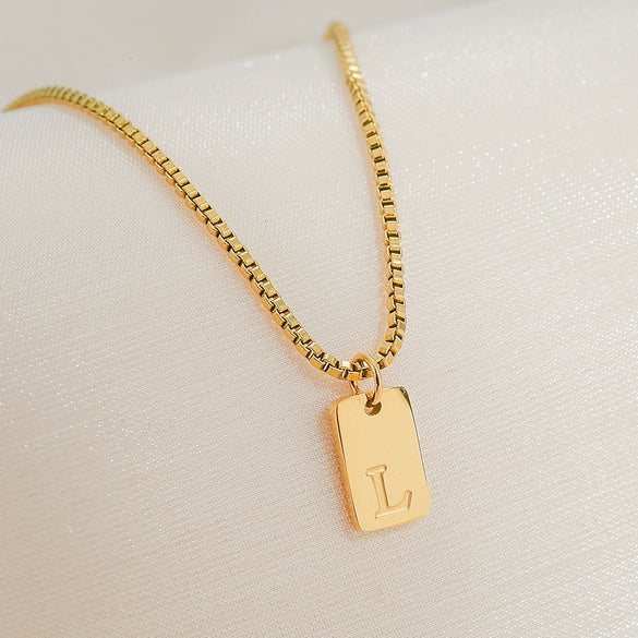 Pendant Necklace Stainless Steel Titanium Steel Geometric Letters Numbers Text Electroplated Minimalist Style