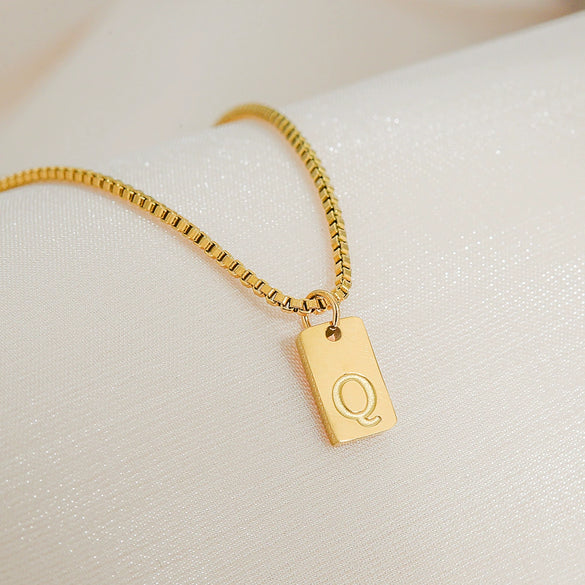 Pendant Necklace Stainless Steel Titanium Steel Geometric Letters Numbers Text Electroplated Minimalist Style