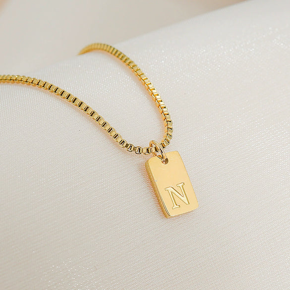 Pendant Necklace Stainless Steel Titanium Steel Geometric Letters Numbers Text Electroplated Minimalist Style