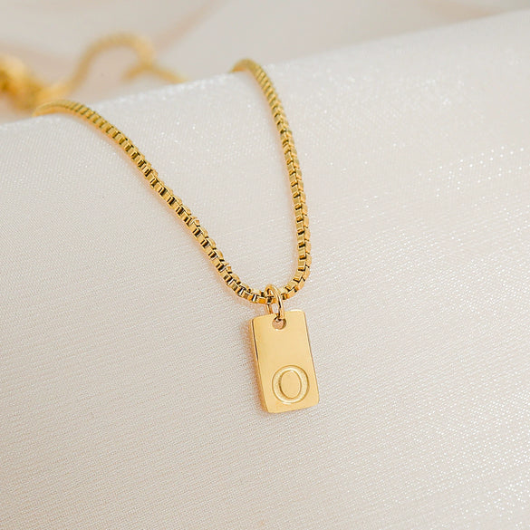 Pendant Necklace Stainless Steel Titanium Steel Geometric Letters Numbers Text Electroplated Minimalist Style