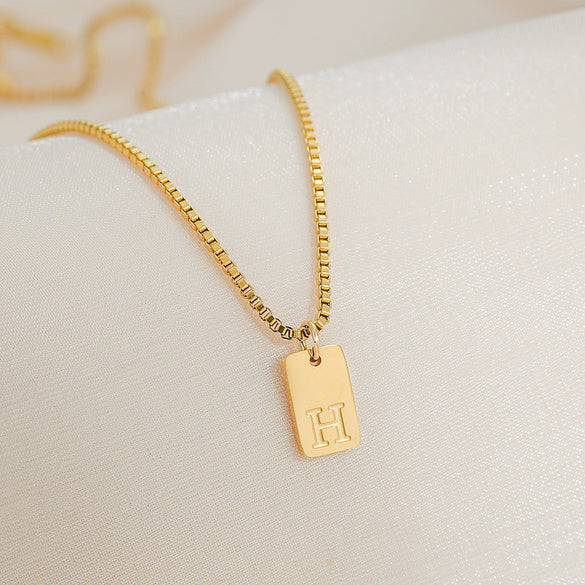 Pendant Necklace Stainless Steel Titanium Steel Geometric Letters Numbers Text Electroplated Minimalist Style