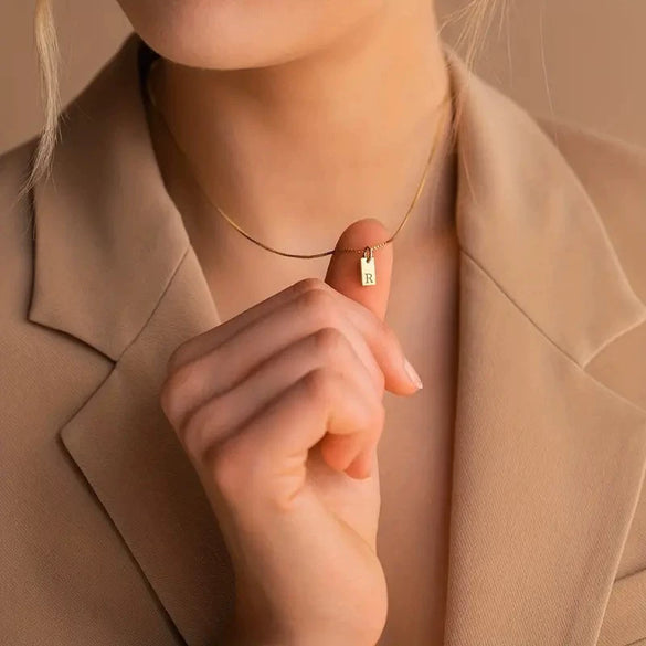 Pendant Necklace Stainless Steel Titanium Steel Geometric Letters Numbers Text Electroplated Minimalist Style