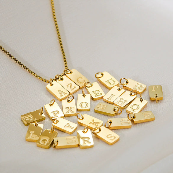 Pendant Necklace Stainless Steel Titanium Steel Geometric Letters Numbers Text Electroplated Minimalist Style
