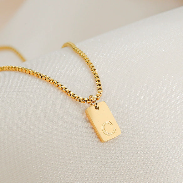 Pendant Necklace Stainless Steel Titanium Steel Geometric Letters Numbers Text Electroplated Minimalist Style