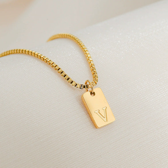 Pendant Necklace Stainless Steel Titanium Steel Geometric Letters Numbers Text Electroplated