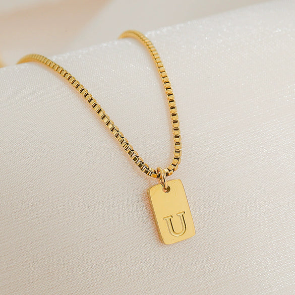Pendant Necklace Stainless Steel Titanium Steel Geometric Letters Numbers Text Electroplated