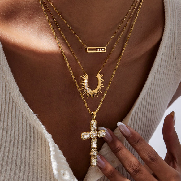Pendant Necklace Stainless Steel Titanium Steel Geometric Movable Rectangular With White Diamond Electroplating For Women