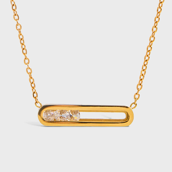Pendant Necklace Stainless Steel Titanium Steel Geometric Movable Rectangular With White Diamond Electroplating For Women
