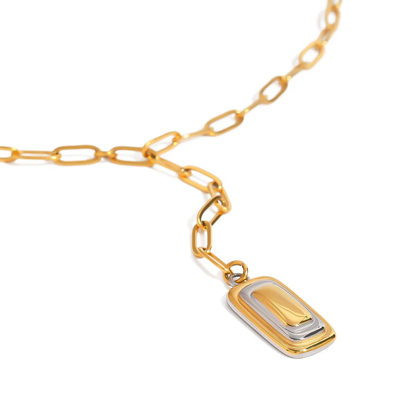 Pendant Necklace Stainless Steel Titanium Steel Geometric Square Fivepointed Star Electroplating Women's