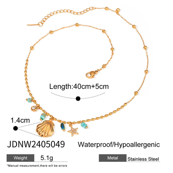 Pendant Necklace Stainless Steel Titanium Steel Geometric Stars Inlaid Rhinestone Blue Tianhe Stone Electroplating Women's