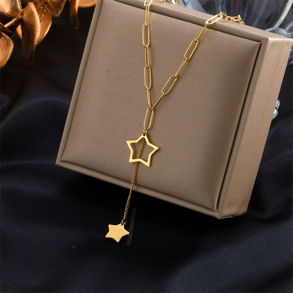 Pendant Necklace Stainless Steel Titanium Steel Gold Plated Irregular Chain Love Square Smiley Face Fashion Design