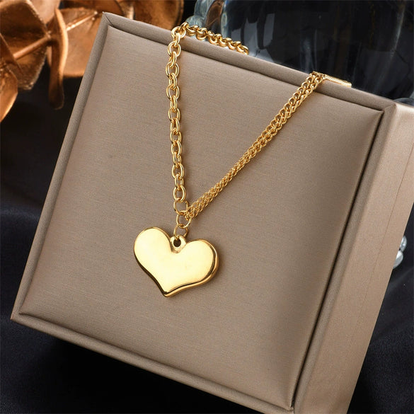 Pendant Necklace Stainless Steel Titanium Steel Gold Plated Irregular Chain Love Square Smiley Face Fashion Design