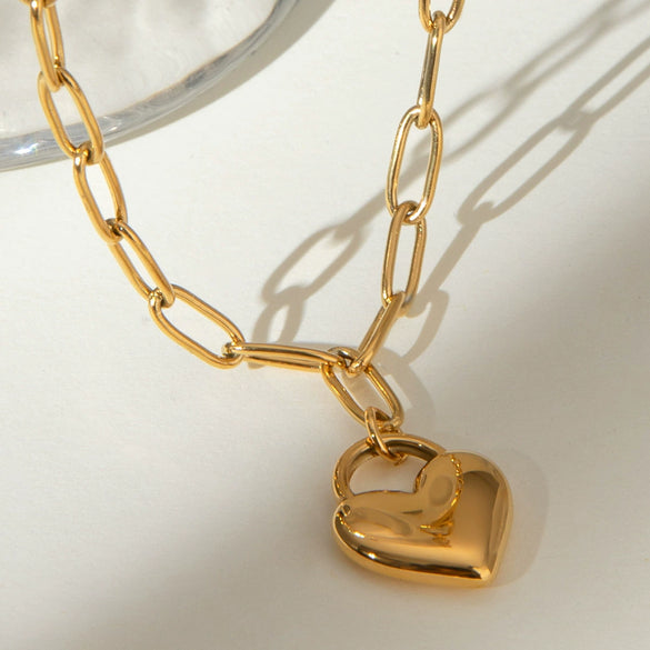 Pendant Necklace Stainless Steel Titanium Steel Heart Shape Electroplated Women's Light Luxury Niche Simple