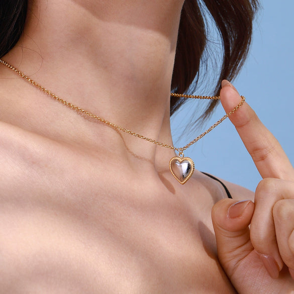 Pendant Necklace Stainless Steel Titanium Steel Heart Shape Electroplating