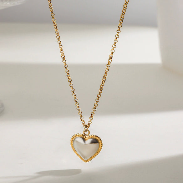Pendant Necklace Stainless Steel Titanium Steel Heart Shape Electroplating