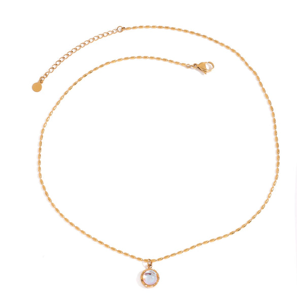 Pendant Necklace Stainless Steel Titanium Steel 18K Electroplating Moonstone