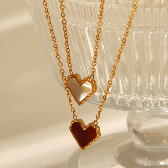 Pendant Necklace Stainless Steel Titanium Steel Love Geometric Heart Electroplated