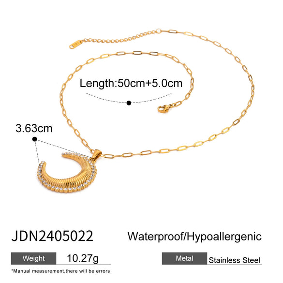 Pendant Necklace Stainless Steel Titanium Steel Rhinestone Geometric Ins Style Electroplating