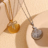 Pendant Necklace Stainless Steel Titanium Steel Scallop Embedded Starfish Bow Electroplating Women