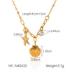 Pendant Necklace Stainless Steel Titanium Steel Starfish Shell Zircon Geometric Electroplating Design For Women