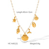 Pendant Necklace Stainless Steel Titanium Steel Starfish Shell Zircon Geometric Electroplating Design For Women
