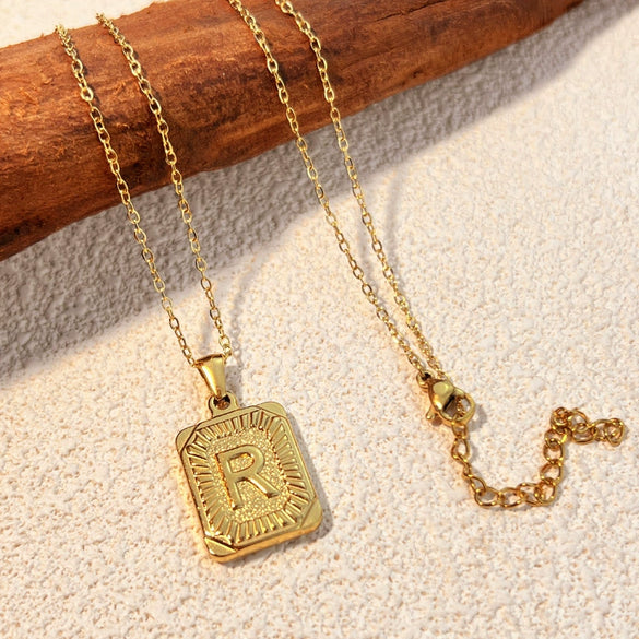 Pendant Necklace Stainless Steel Titanium Steel U Shaped Letter Vintage Hip Hop Style Unisex Electroplating