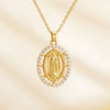 Pendant Necklace Stainless Steel Virgin Copper Inlaid Zirconium Retro Fashion Heart Shape Letters Numbers Text Electroplating